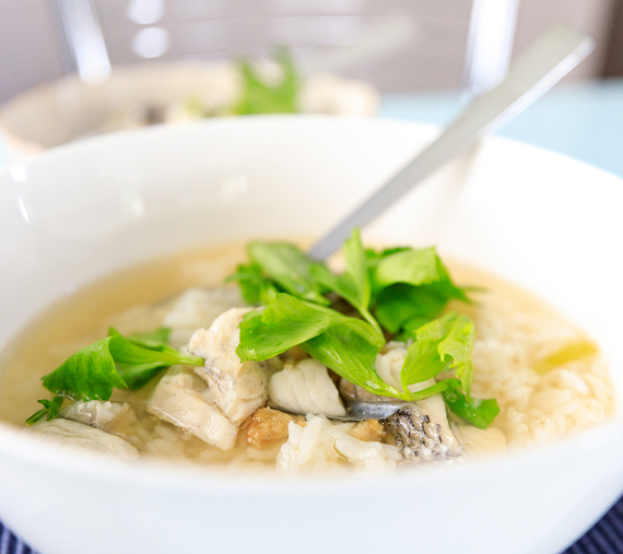 Arroz de limão com robalo e amêijoas