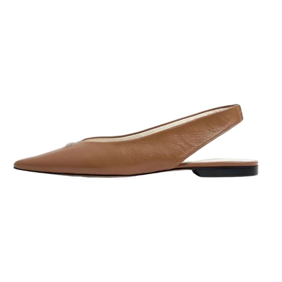 sapatos rasos mules slingback castanhos