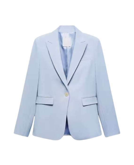 blazer de fato azul claro mango