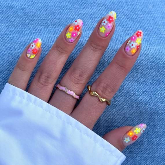 unhas flores